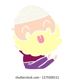 sitting man with beard sticking out tongue