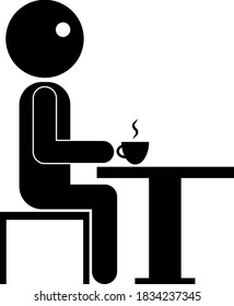 Sitting man with coffee illustration