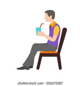 Sitting Man Drinking Soda