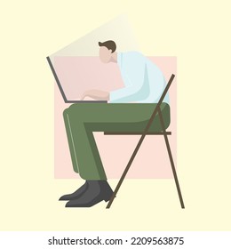Sitting man flat character illustration