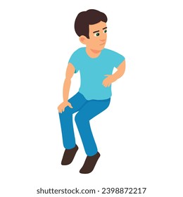 Sitting man icon isometric vector. Seated young brunette man in casual clothes. Guy, human, person, character