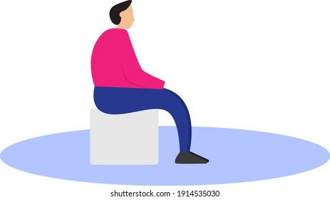 Sitting man, illustration, vector on a white background.