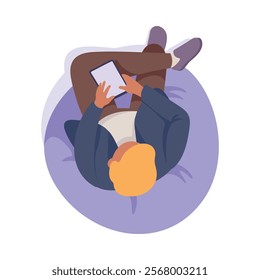 Sitting Man Office Worker on Chair Above View Vector Illustration