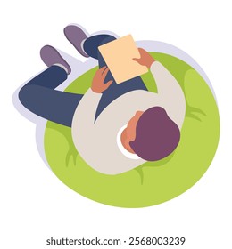 Sitting Man Office Worker on Chair Above View Vector Illustration