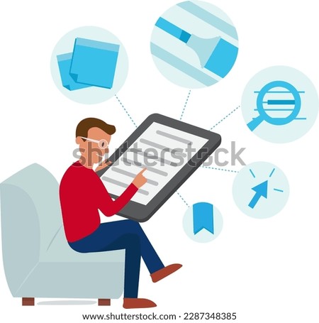 Sitting Man reading on the couch