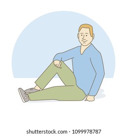 Sitting man. Vector illustration.