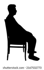 Silueta vectorial de hombre sentado, aislada en fondo blanco, llena de color negro, idea de sombra, concepto de descanso