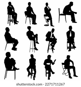 Sitting Man Vector Silhouette, logo, icon