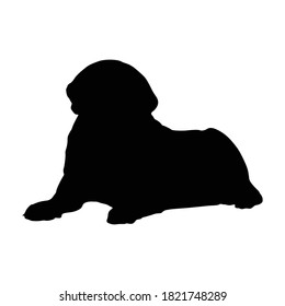 Sitting Mastiff Dog (Canis Lupus) On a Front View Silhouette Found In Map Of Europe. Good To Use For Element Print Book, Animal Book and Animal Content