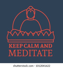 Sitting meditating Buddha Icon. Vector flat design