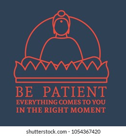 Sitting meditating Buddha Icon. Vector flat design