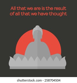 Sitting meditating Buddha Icon. Vector flat design