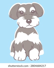 Sitting Miniature Schnauzer, cute vector illustration.