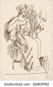 sitting model figure vector art sketch