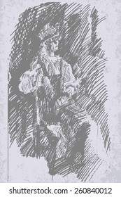 sitting model figure vector art sketch