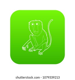 Sitting monkey icon green vector isolated on white background