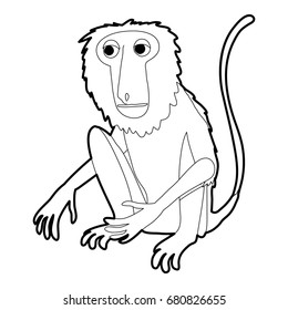 Sitting monkey icon in outline style isolated on white vector illustration