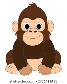 Sitting monkey isolated on white background