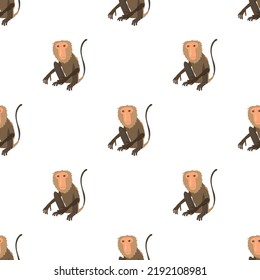 Sitting monkey pattern seamless background texture repeat wallpaper geometric vector