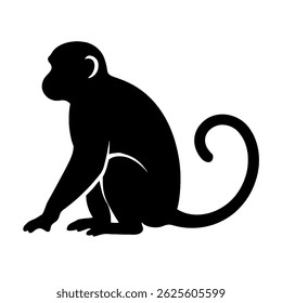 Sitting Monkey Silhouette. animals. vector illustration