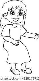 Sitting Mother Isolated Coloring Page for Kids