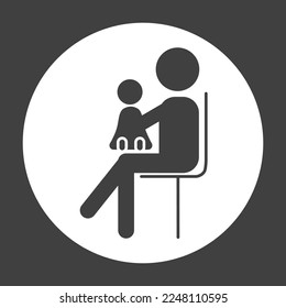 Sitting mother woman with child on knees detailed black icon for public transport. editable vector illustration.