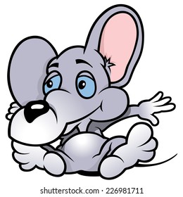Sitting Mouse - Cartoon Illustration, Vector