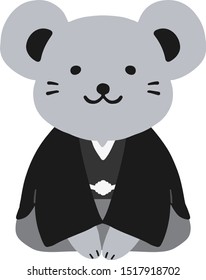 Sitting mouse.Japanese New Year traditional events.