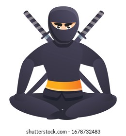 Sitting ninja icon. Cartoon of sitting ninja vector icon for web design isolated on white background