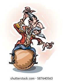   sitting on a ball, black brush marker line illustration