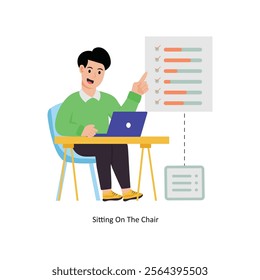 Sitting On The Chair  concept vector illustration. Database isolated On white Background.      