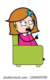 Sitting on Chair and Debating - Retro Cartoon Female Housewife Mom Vector Illustration