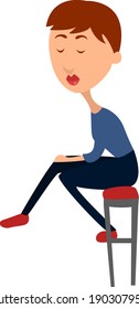 Sitting on a high chair, illustration, vector on a white background.