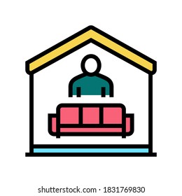 sentado en un vector de iconos de color del sofá. sentado en el cartel del sofá. ilustración de símbolo aislado