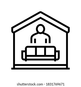 sentado en el vector de iconos de la línea del sofá. sentado en el cartel del sofá. símbolo de contorno aislado ilustración negra