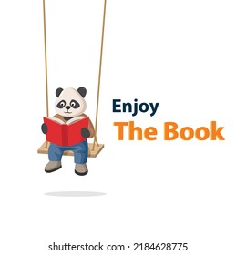 sitting on the swing while reading a book leisurely. panda style enjoy reading a book.seriously read a book