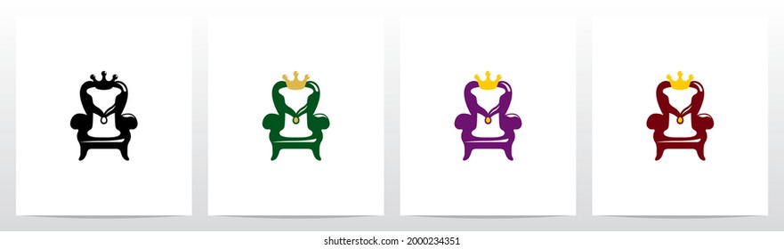 Sitting On A Throne With Crown Letter Logo Design I