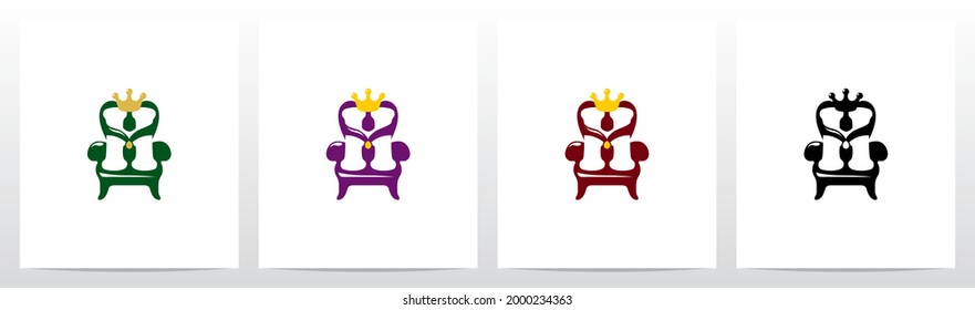 Sitting On A Throne With Crown Letter Logo Design H