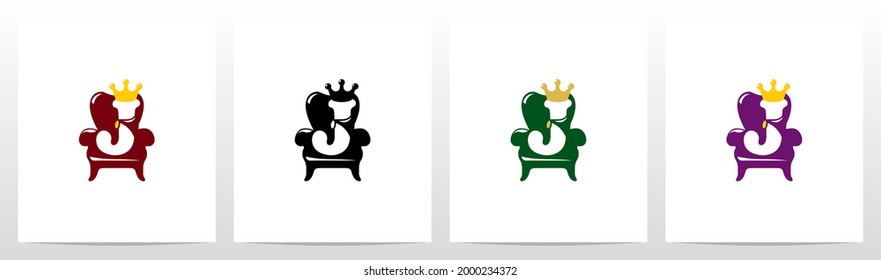 Sitzen auf einem Thron mit dem Logo-Design des Kronbuchstaben J