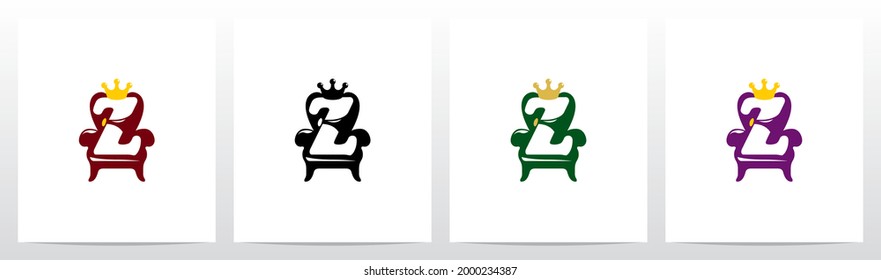 Sitting On A Throne With Crown Letter Logo Design Z