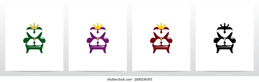 Sitting On A Throne With Crown Letter Logo Design X