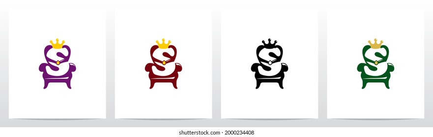 Sentado Sobre Un Trono Con El Diseño De Logotipo De Letra Corona S
