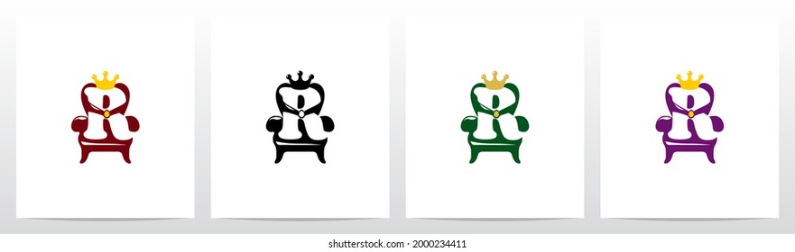 Sitting On A Throne With Crown Letter Logo Design R