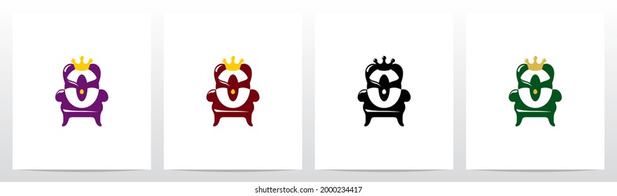 Sitting On A Throne With Crown Letter Logo Design O