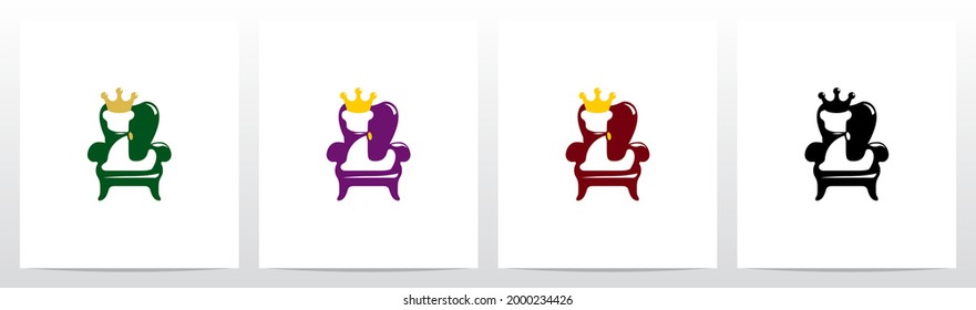 Sitting On A Throne With Crown Letter Logo Design L