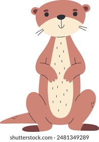 Sitting Otter Animal Vector Illustration