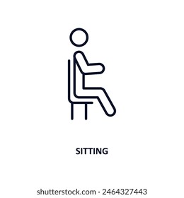 sitting outline icon.  Thin line icon from business collection. Editable vector isolated on white background