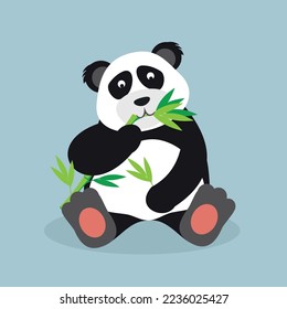 Sitting panda come hojas - ilustración
