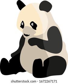 Sitting panda, illustration, vector on white background.