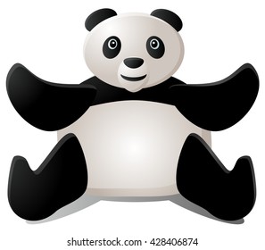 Sitting panda with two hands up vector illustration